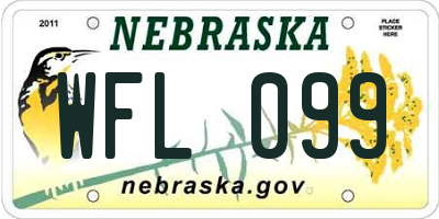 NE license plate WFL099