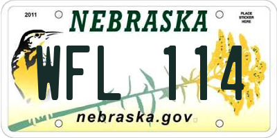 NE license plate WFL114