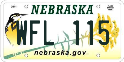 NE license plate WFL115