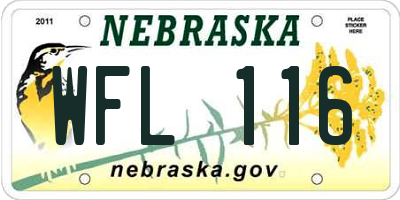 NE license plate WFL116