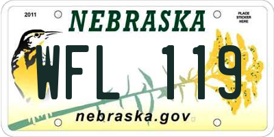 NE license plate WFL119