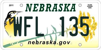 NE license plate WFL135