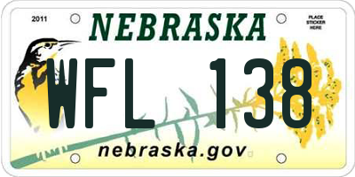 NE license plate WFL138