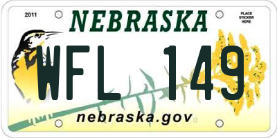 NE license plate WFL149
