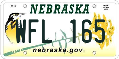NE license plate WFL165