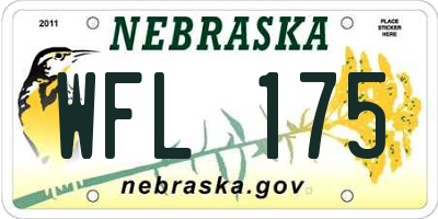 NE license plate WFL175