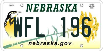 NE license plate WFL196