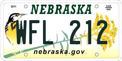 NE license plate WFL212