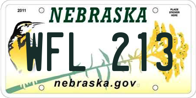 NE license plate WFL213