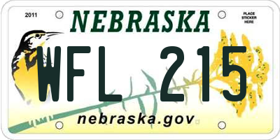 NE license plate WFL215