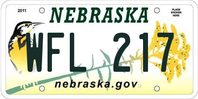NE license plate WFL217