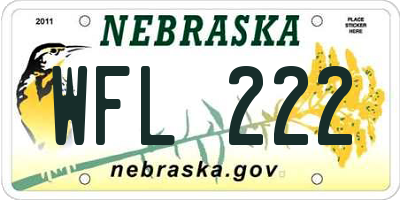 NE license plate WFL222