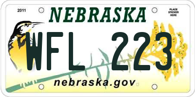 NE license plate WFL223