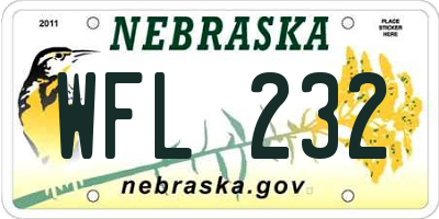NE license plate WFL232