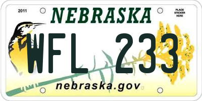 NE license plate WFL233