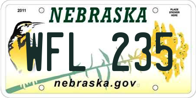 NE license plate WFL235