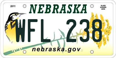 NE license plate WFL238