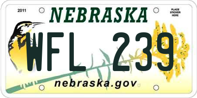 NE license plate WFL239