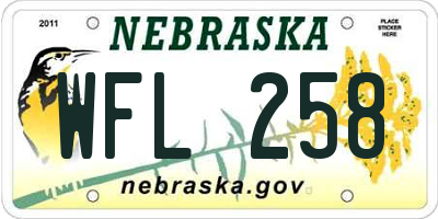 NE license plate WFL258