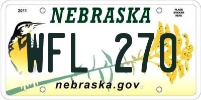 NE license plate WFL270
