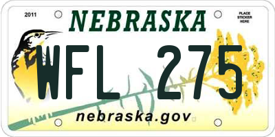 NE license plate WFL275