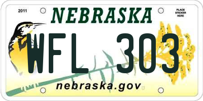NE license plate WFL303