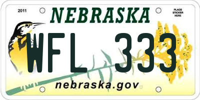 NE license plate WFL333