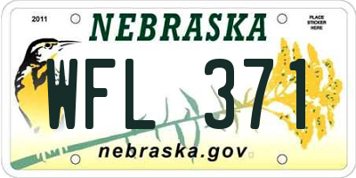 NE license plate WFL371