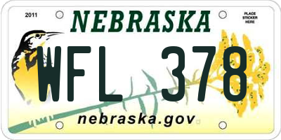 NE license plate WFL378
