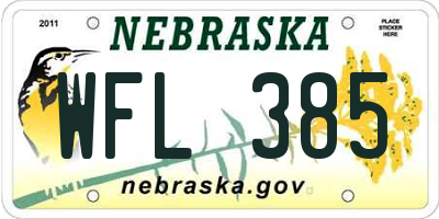 NE license plate WFL385