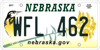 NE license plate WFL462