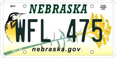 NE license plate WFL475