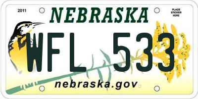 NE license plate WFL533