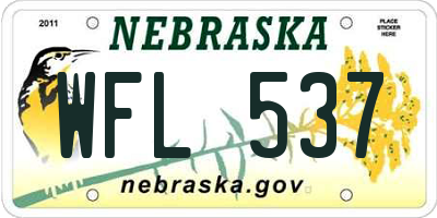 NE license plate WFL537