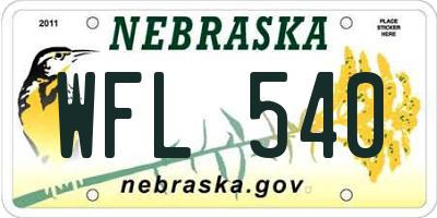 NE license plate WFL540