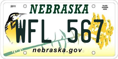 NE license plate WFL567