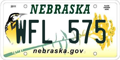 NE license plate WFL575