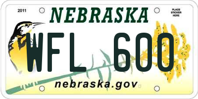 NE license plate WFL600