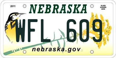 NE license plate WFL609