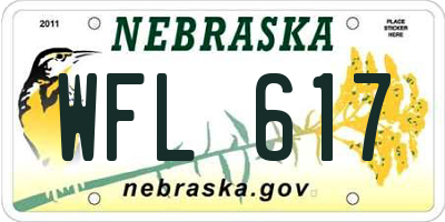 NE license plate WFL617