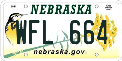 NE license plate WFL664