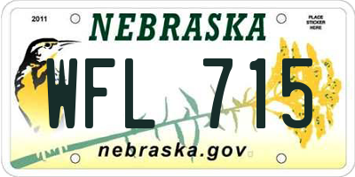 NE license plate WFL715