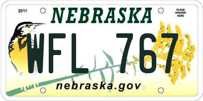 NE license plate WFL767