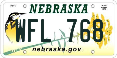 NE license plate WFL768