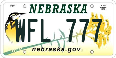 NE license plate WFL777