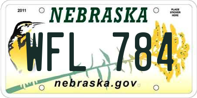 NE license plate WFL784