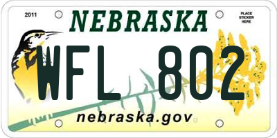 NE license plate WFL802