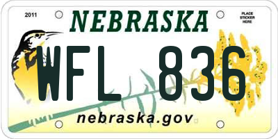 NE license plate WFL836