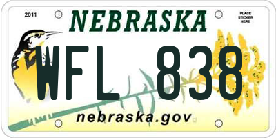 NE license plate WFL838
