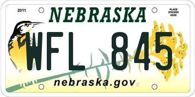 NE license plate WFL845